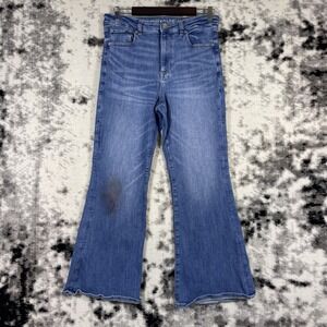 American Eagle Super Hi‎ Rise Flare Jeans Womens Size 12 SHORT Cowgirl Western